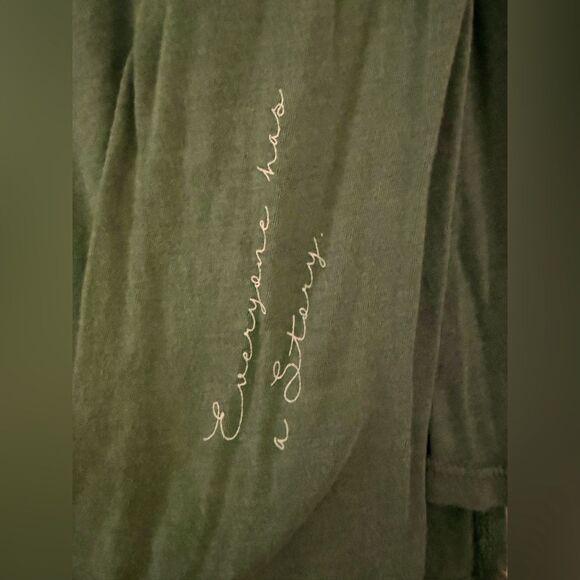 good hYOUman washed green long sleeve T-shirt with text on the sleeve. NWOT L - Picture 2 of 13